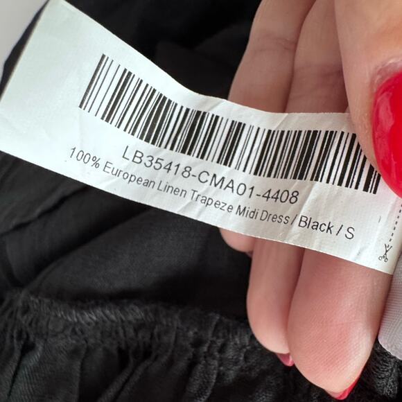 QUINCE‎ Women Small 100% European Linen Trapeze Midi Dress NEW Black tiered flax - Picture 5 of 14